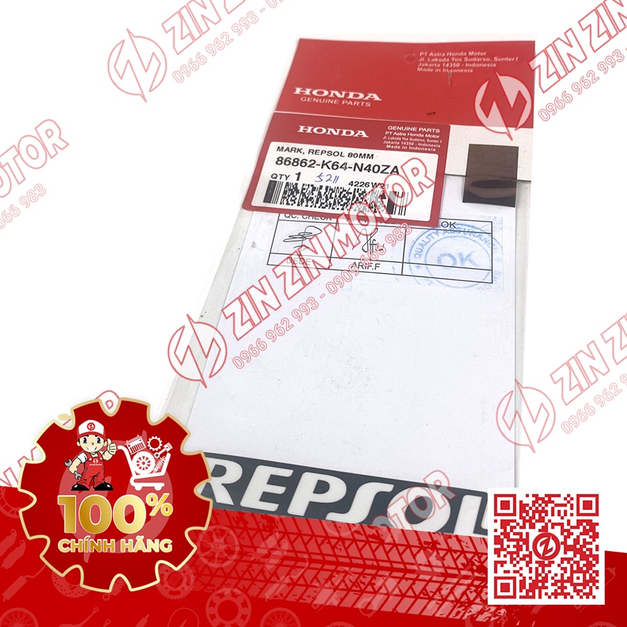 Tem Repsol 80MM CBR 250RR 86862K64N40ZA Chính Hãng Honda Indonesia