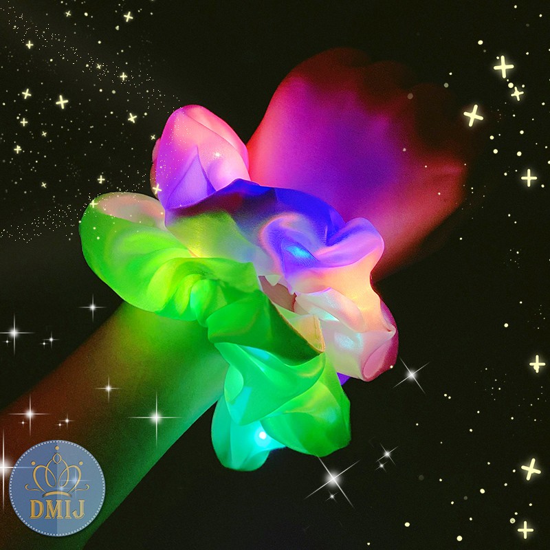 Cột Tóc Vải Scrunchies LED Galaxy Phong Cách Đường Phố Nhiều Mẫu