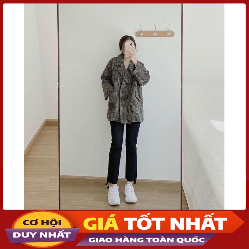 Áo Khoác Dạ Kẻ 2 Lớp Dày Dặn Hàng Quảng Châu M618-Violet