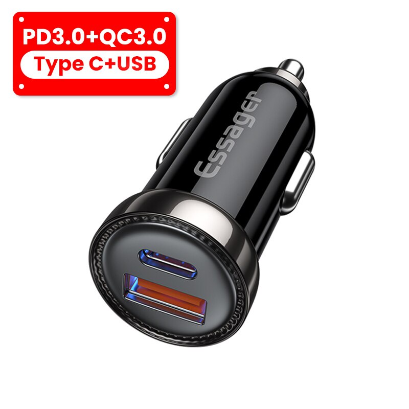 Củ sạc nhanh xe hơi ESSAGER USB Type C QC 3.0 chất lượng cao tiện dụng