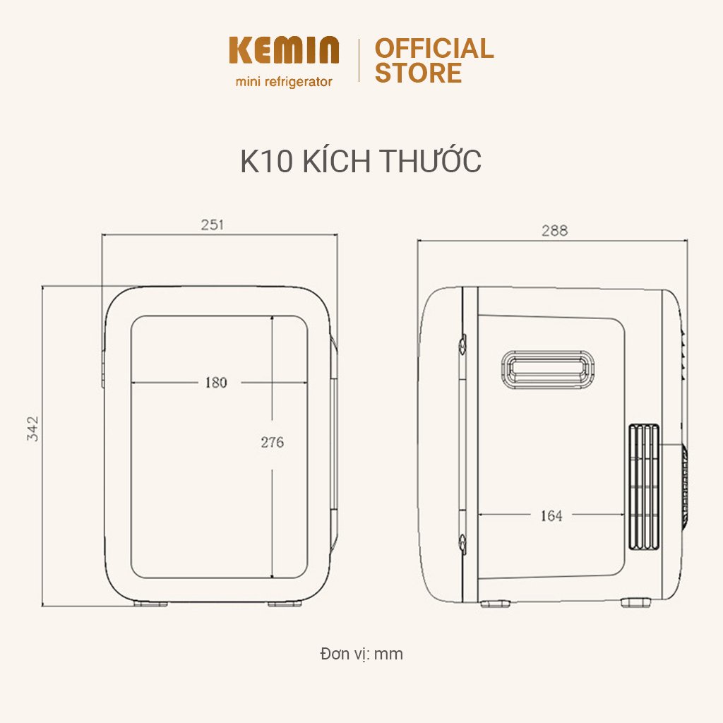 Tủ lạnh mini KEMIN K10 - 10L chính hãng - Dùng ở nhà và ô tô, 2 chiều nóng lạnh