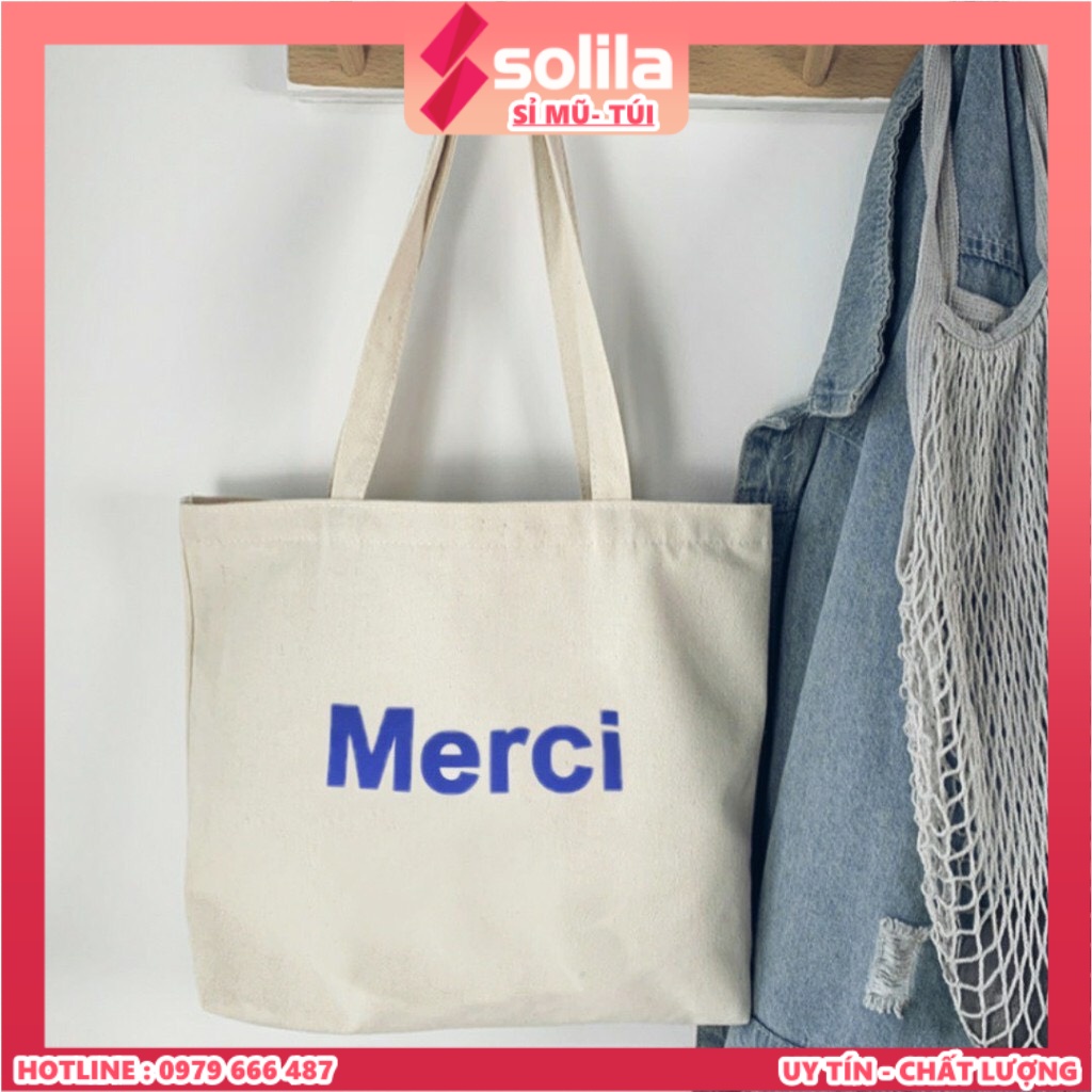 Túi tote vải canvas cao cấp Merci khổ vuông sang trọng