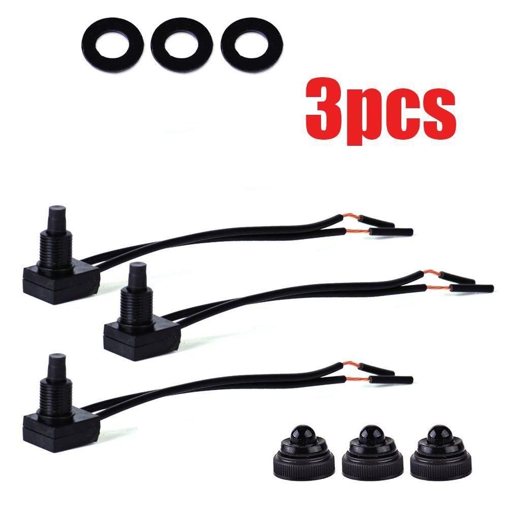 Công Tắc Nhấn Lên Dây Điện 12V Màu Đen Chống Thấm Nước Kèm Dây Dẫn 4 &quot;