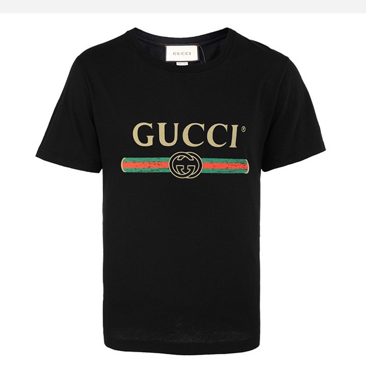 Áo Thun Tay Ngắn Cổ Tròn In Chữ Gucci Cá Tính Hợp Thời Trang Cho Nam Và Nữ