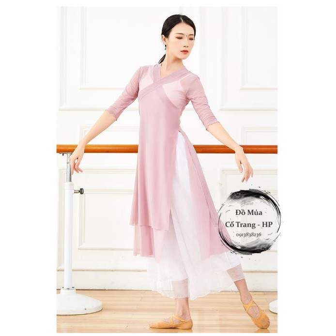 Áo múa dài cổ chữ V 6 mảnh