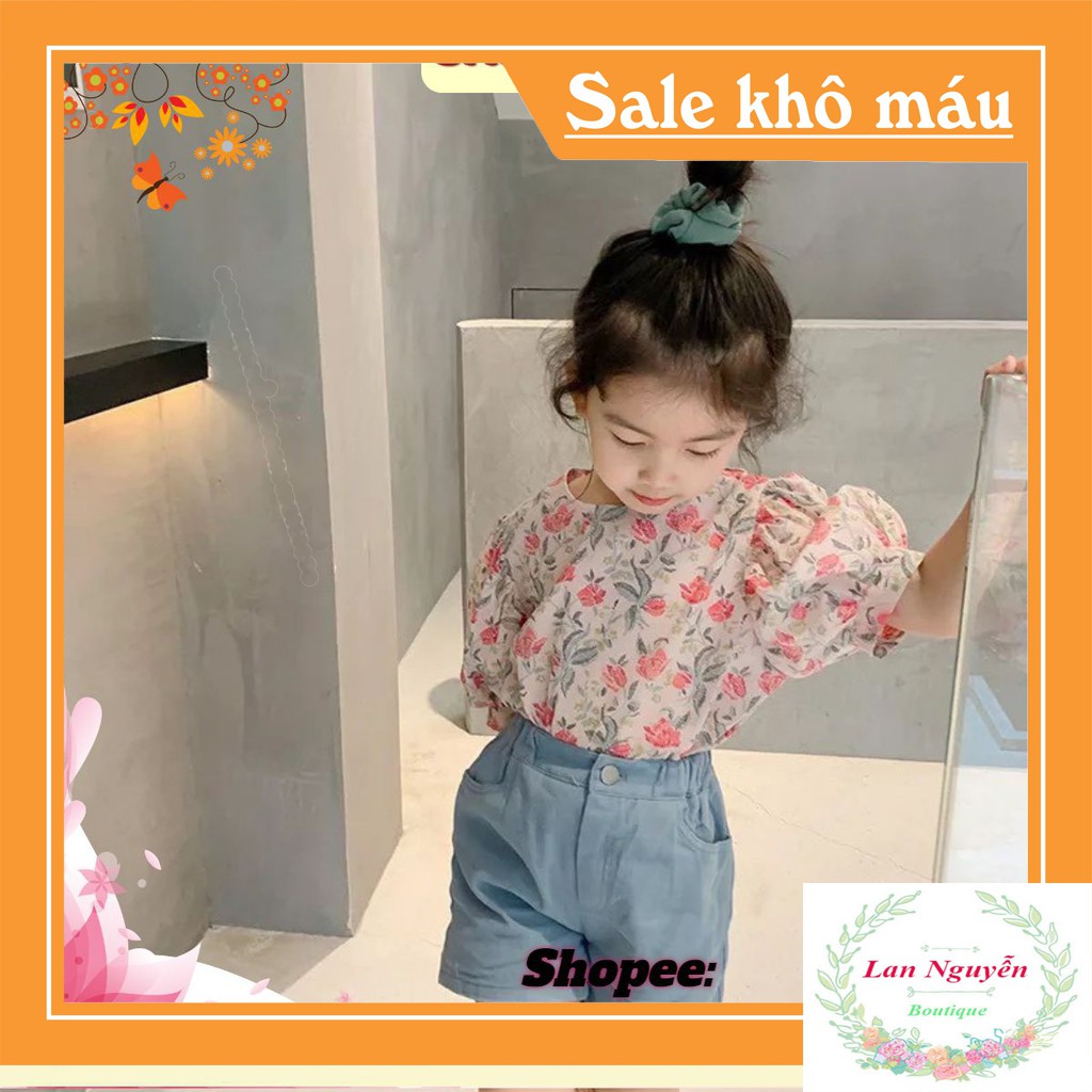 BÁN SỈ ÁO SƠ MI VOAN HOA TAY BỒNG CHO BÉ GÁI