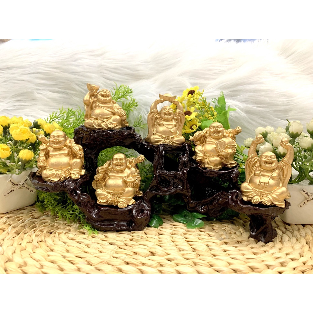 Bộ 6 Tượng Bồ Tát Di Lặc Hoan Hỉ kèm đế tượng 6 chân