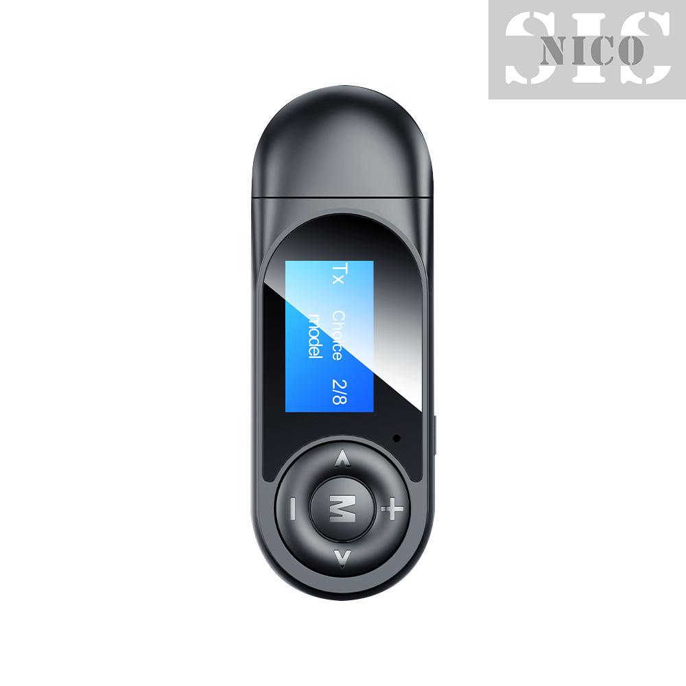 Bộ Chuyển Đổi Âm Thanh Bt 5.0 Màn Hình Lcd 2 Trong 1 + Bộ Chuyển Đổi Bt 8 Thiết Bị Màu Đen