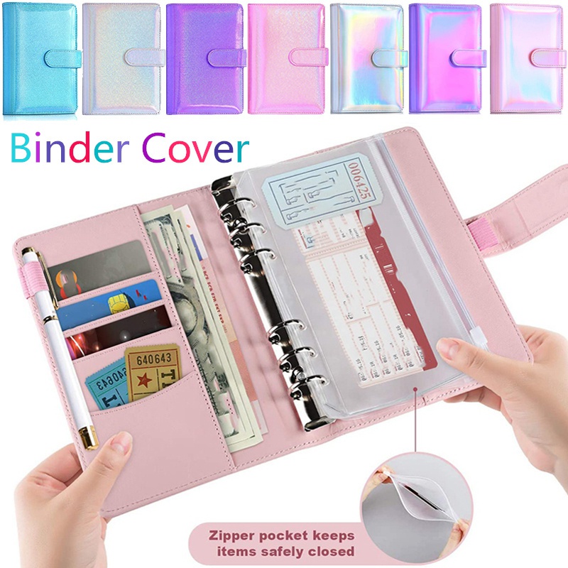 Vỏ Bọc Sổ Tay A6 Bằng Da Pu Kèm 6 Vòng Khóa Tiện Lợi