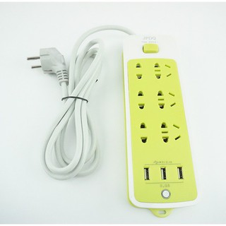 Ổ điện chống giật HÌNH CHỮ NHẬT DÀI (6 ổ cắm + 3 cổng USB)