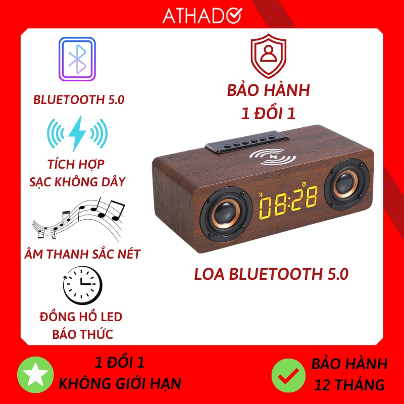 Loa Bluetooth K1 cao cấp, mini để bàn tích hợp sạc không dây, âm thanh sắc nét