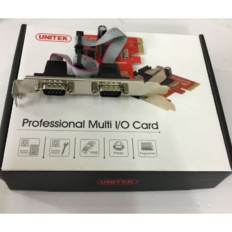 Card PCI Express to 2 COM RS232 Unitek Y7504 (kèm 2 pay nhỏ để gắn mini PC)