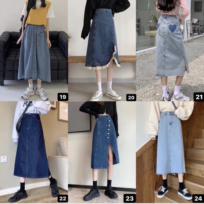 [order] chân váy jean dài