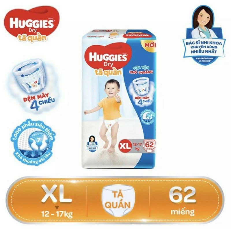 Tã quần huggies M74 L68 XL62 XXL56