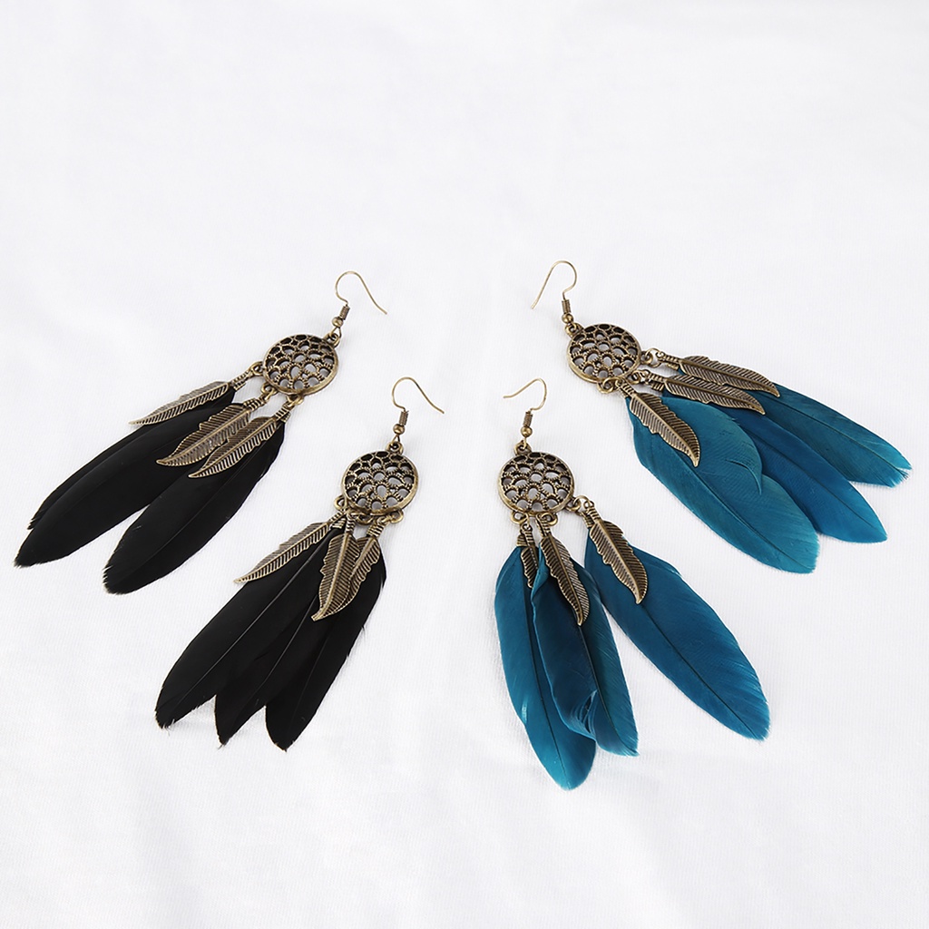 Cặp khuyên tai thiết kế lông vũ phong cách Bohemian cổ điển dành cho nữ