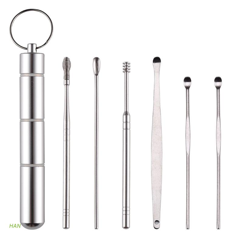 Dụng cụ lấy ráy tai 6 trong 1 kèm móc khóa bằng hợp kim nhôm tiện dụng