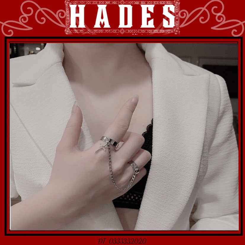 [Xả kho] Nhẫn xích thánh giá cá tính - phụ kiện trang sức cho nam nữ nhẫn chữ thập phong cách hip hop Hades.js