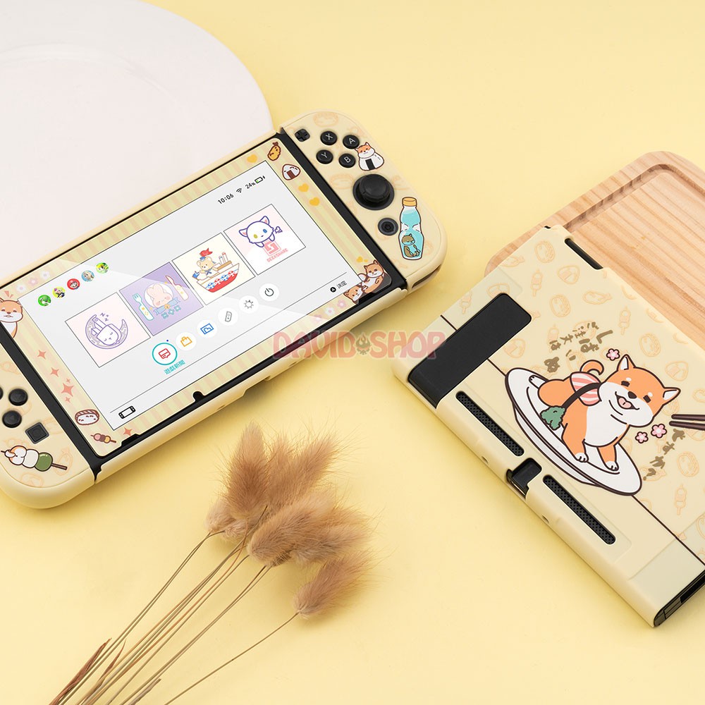 Ốp lưng + case Joy-Con cứng cao cấp chủ đề Cún Shiba Inu hãng Geekshare cho Nintendo Switch