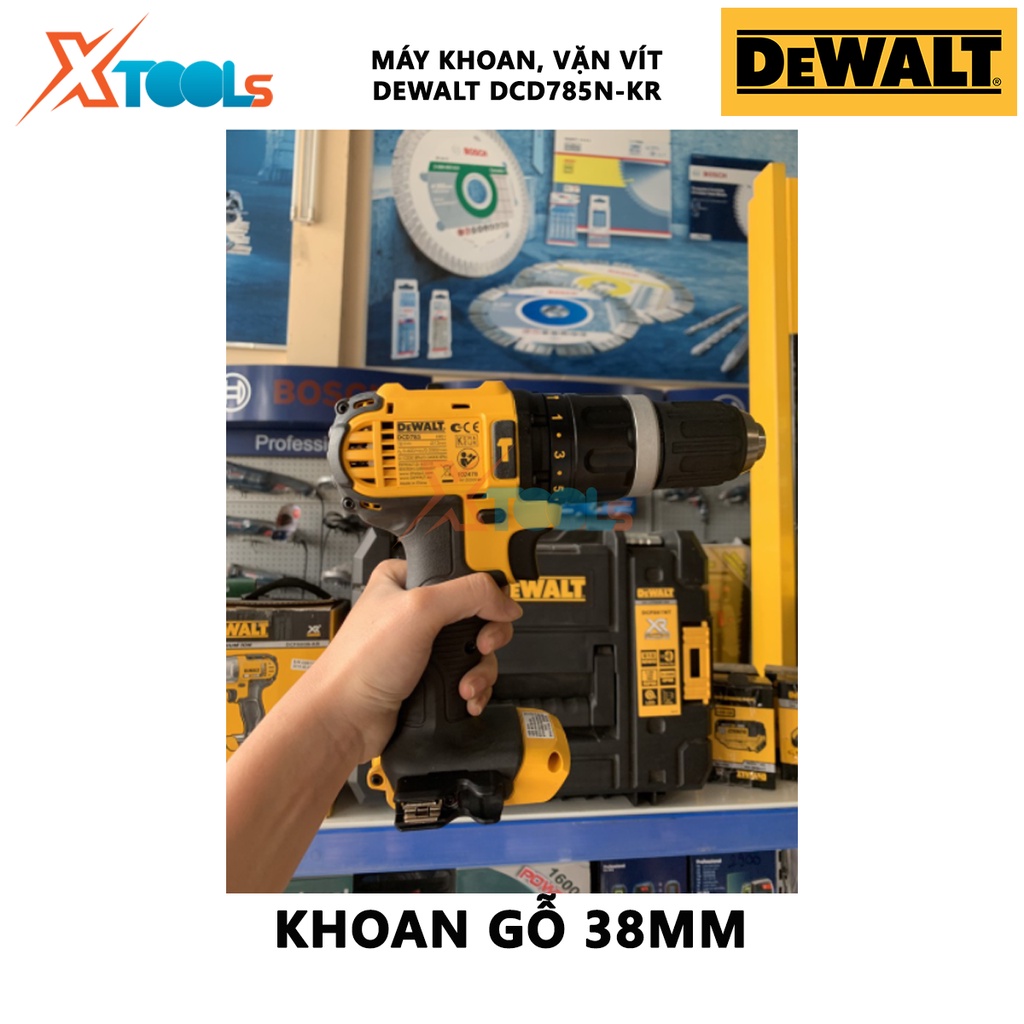 Máy vặn vít cầm tay DEWALT DCD785N-KR máy khoan dùng pin Điện thế 18V, Tốc độ không tải 0-2.000 vòng/ phút,dùng để khoan