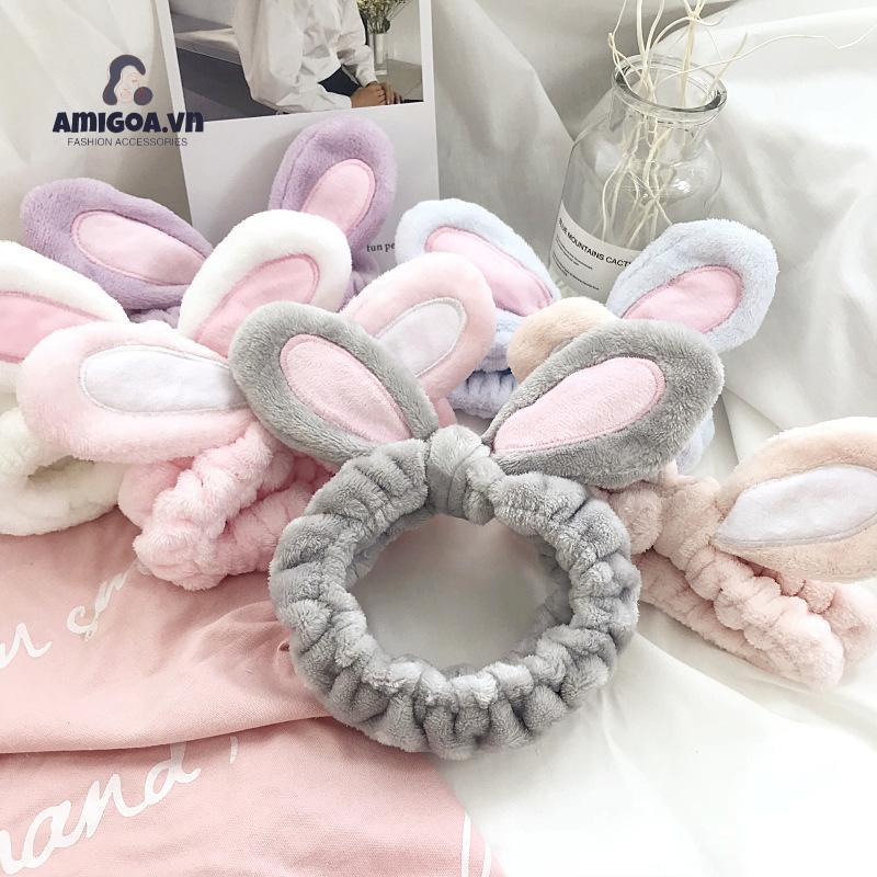 Băng Đô Rửa Mặt Trang Điểm Thiết Kế Thắt Nút Hình Tai Thỏ Đơn Giản