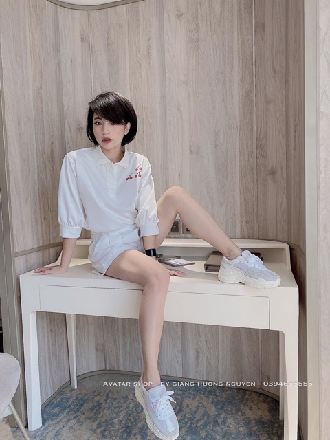 ⚡️BÁN SỈ⚡️Áo nỉ trắng tay lỡ in hình cherry