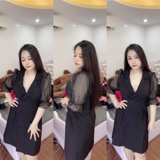 Đầm dự tiệc phối tay lưới bigsize 55kg-95kg | BigBuy360 - bigbuy360.vn
