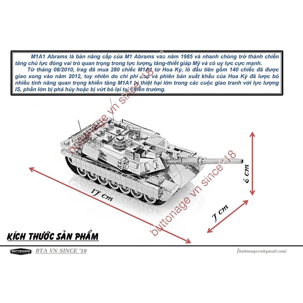 Mô Hình Lắp Ráp 3d Xe tăng M1A1 Abrams - Iraq