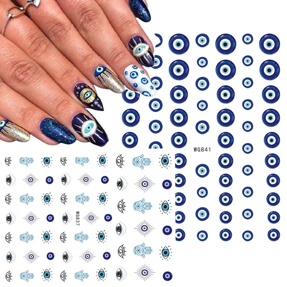1 Tờ Đề Can Mắt Quỷ 3D Tự Dính Trang Trí Móng Tay DIY