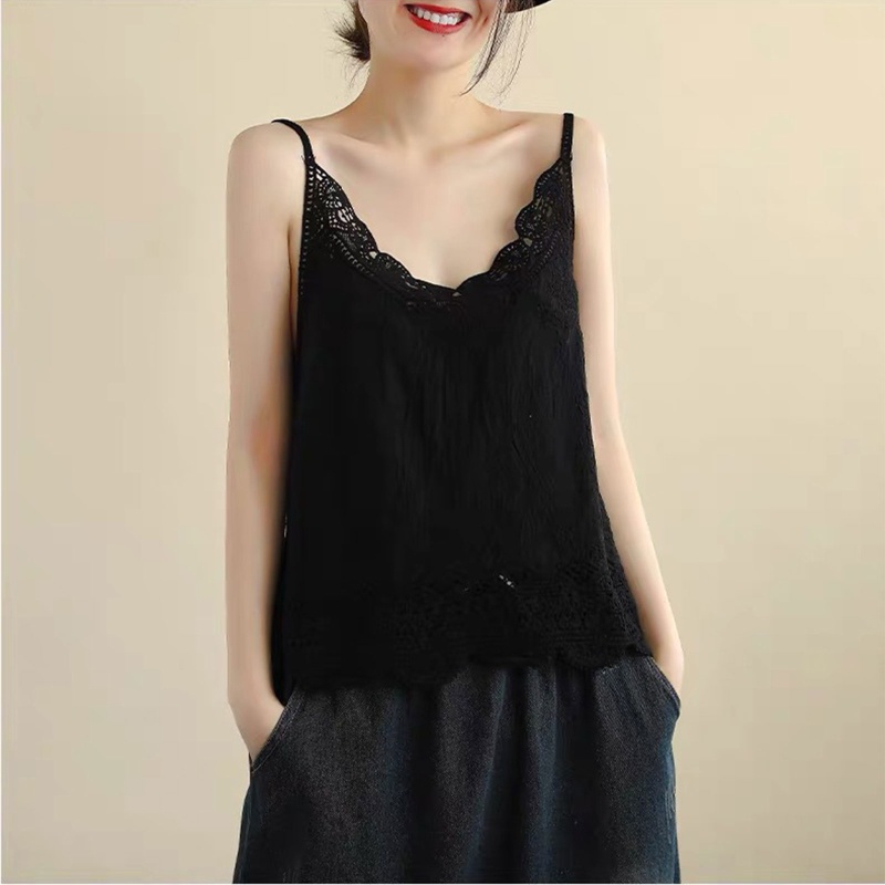 Áo Hai Dây Phối Ren Thời Trang Mùa Hè Cho Nữ