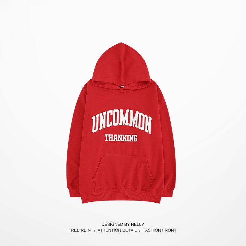 Áo hoodie Nelly nỉ lót lông in hình "UNCOMMON" áo nỉ