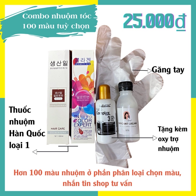 ( COMBO SIÊU RẺ) Thuốc nhuộm tặng kèm găng tay và oxy trợ nhuộm