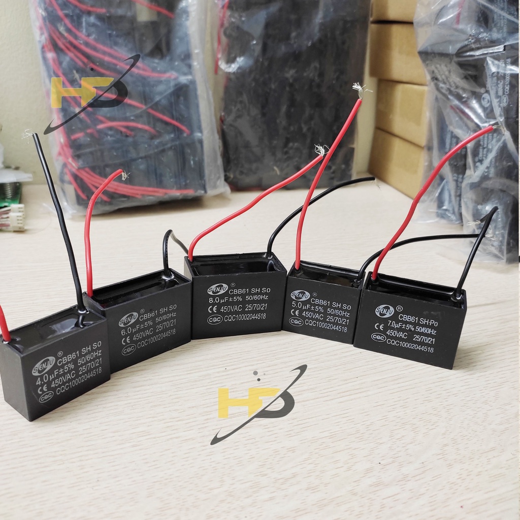 Tụ Quạt CBB61 2 Dây 450VAC Các Loại 4uF 5uF 6uF 7uF 8uF
