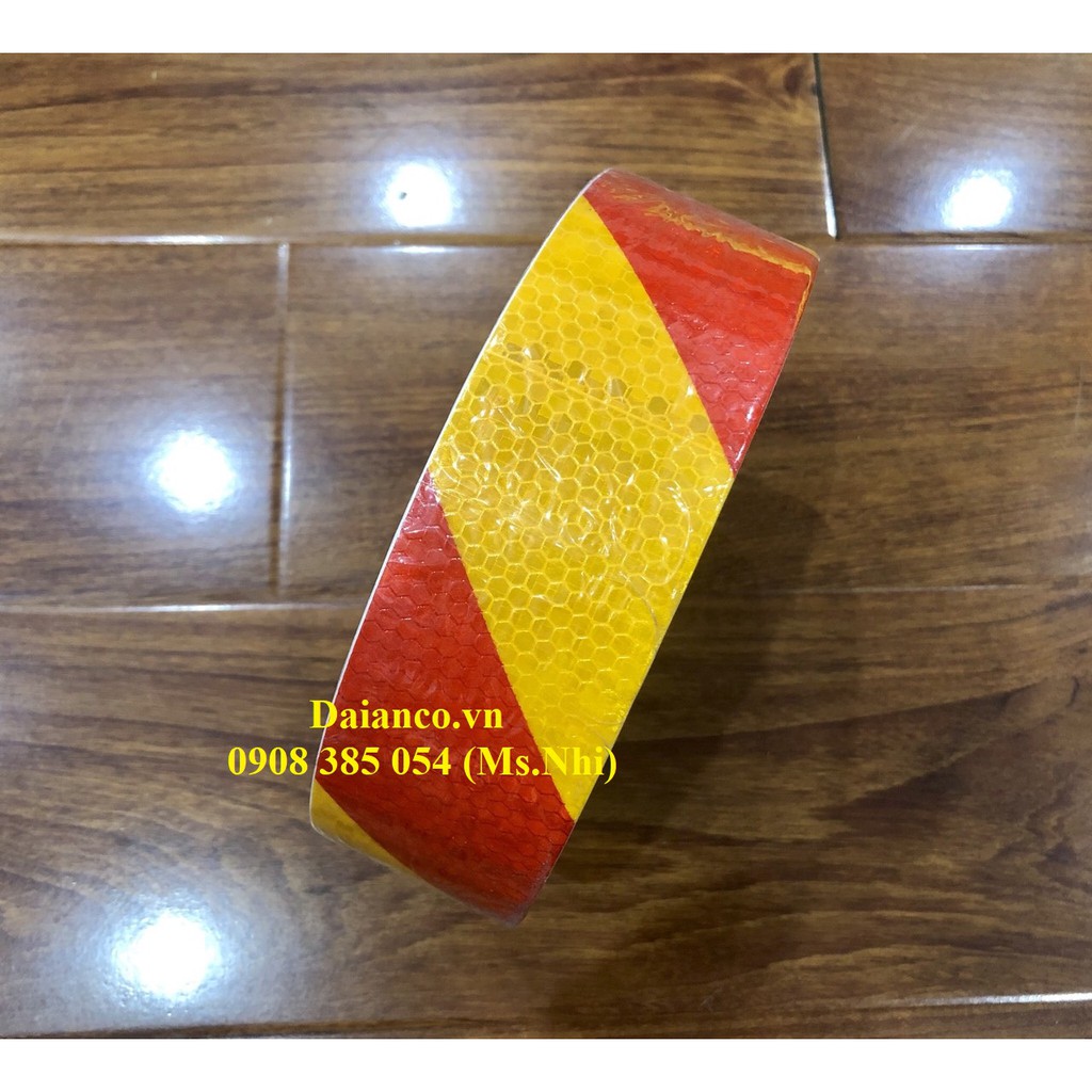 Băng keo phản quang bản 5cm hoạt tiết chéo nhiều màu lựa chọn- Hình thật