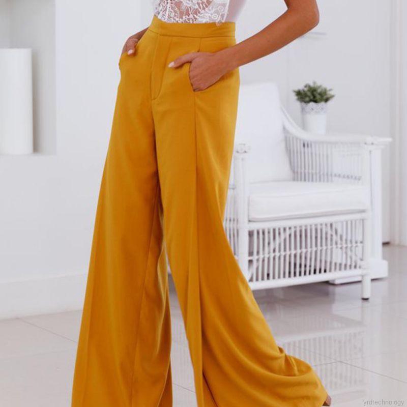 Quần ống rộng lưng cao phối nút thanh lịch thời trang cho nữ | BigBuy360 - bigbuy360.vn