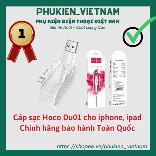 Dây Sạc - Cáp Sạc iPhone Hoco DU01 Cho Điện Thoại Ipad Sạc Dự Phòng Tai Nghe Bluetooth Airpods IPhone