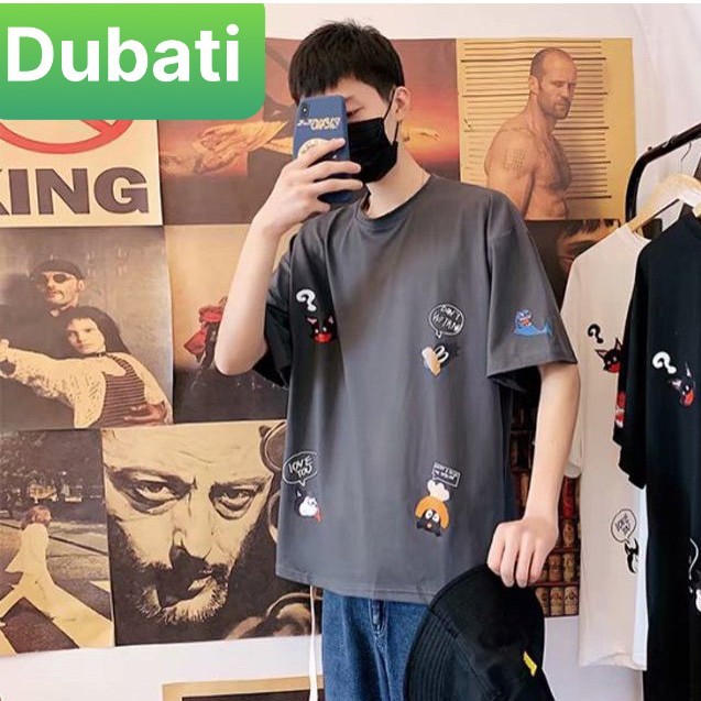 ÁO THUN FROM PHOM RỘNG NAM NỮ TAY LỠ STICKER MỚI UNISEX HÀN QUỐC- DUBATI FASHION