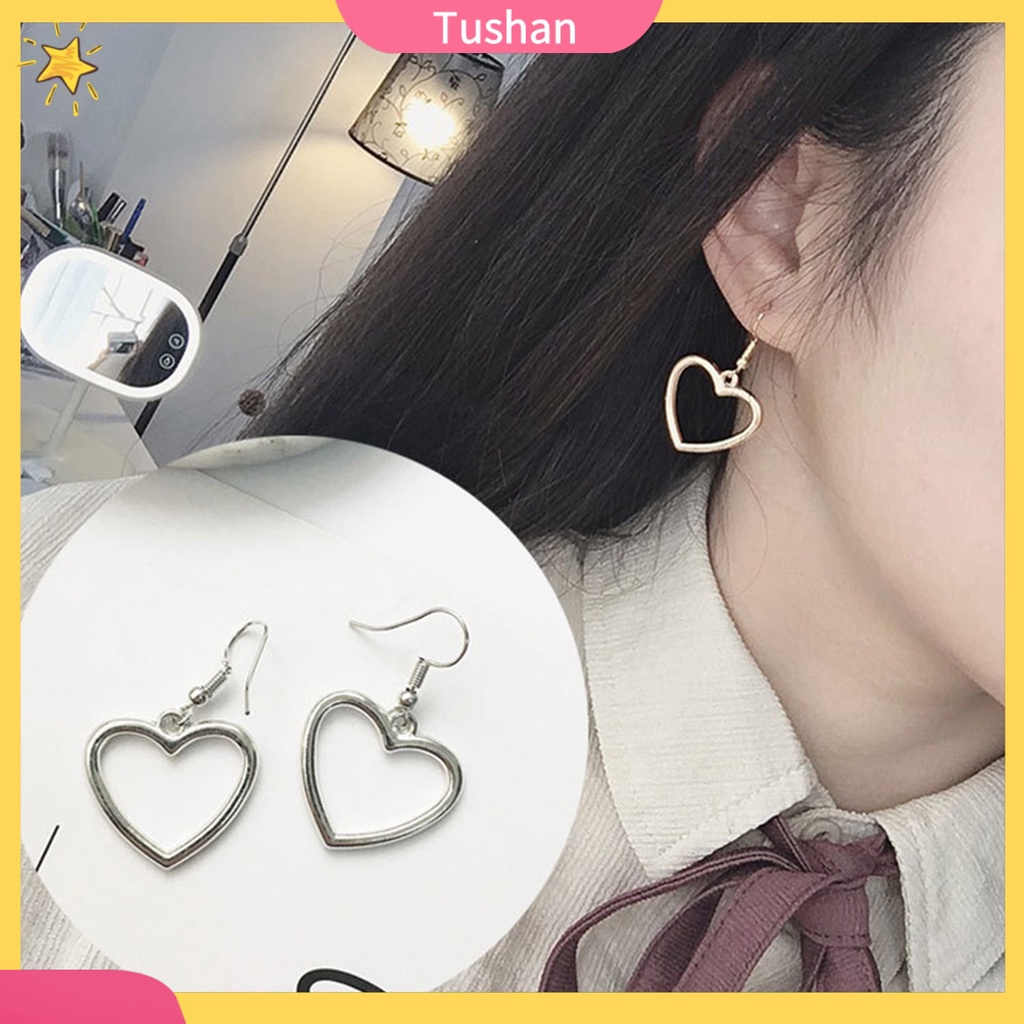 Hoa tai dáng dài hình trái tim xinh xắn cho nữ