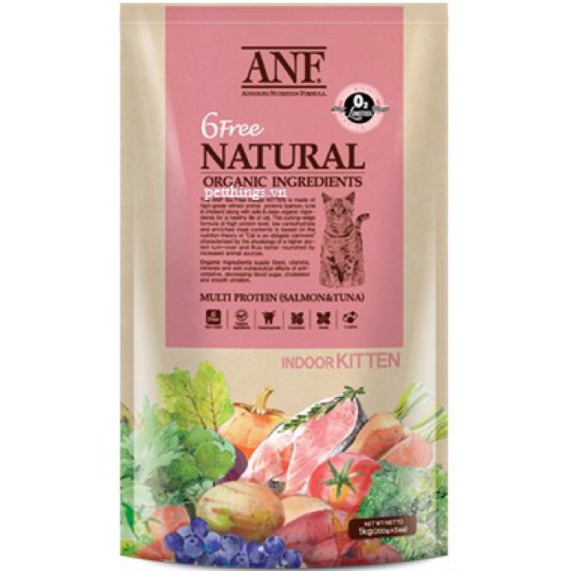 ANF CAT 2KG 6 FREE NATURAL INDOOR KITTEN | HẠT KHÔ HỮU CƠ CHO MÈO CON 2kg