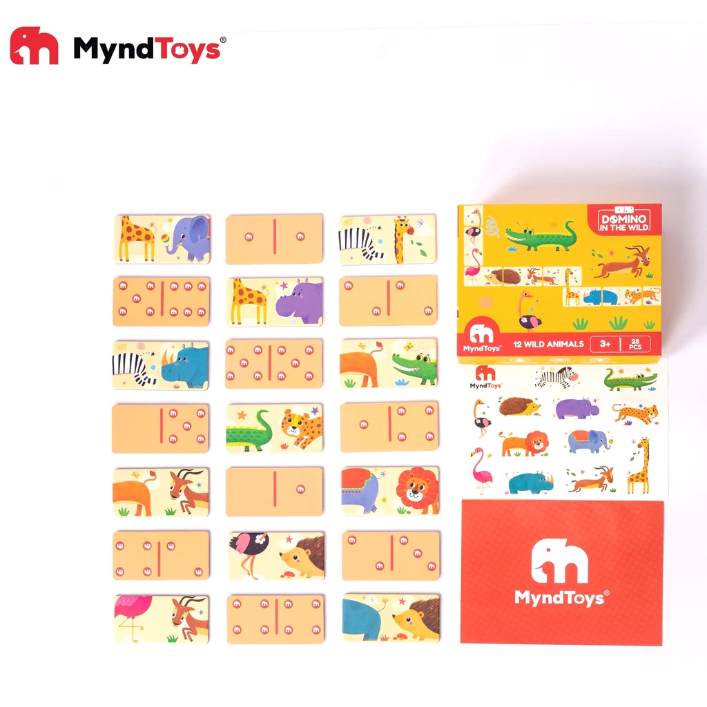 Đồ Chơi Trí Tuệ Cờ Domino Hai Mặt - Chủ Đề Động Vật 28 Thẻ - Hiệu Myndtoys