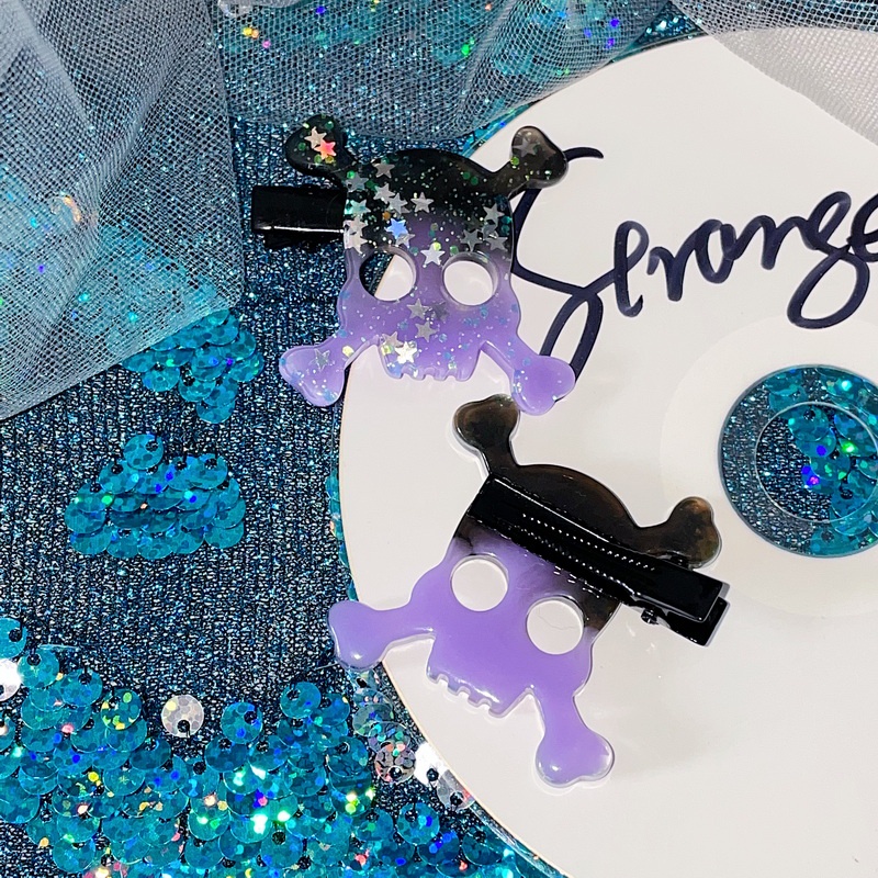 Kẹp Tóc Hình Đầu Lâu Dễ Thương Cho Nữ y2k