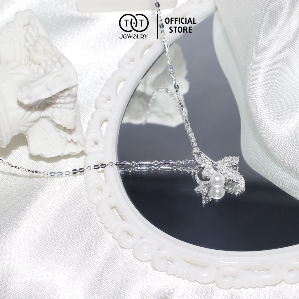 Dây chuyền nữ Cánh Hoa Ngọc Trai nhân tạo Bạc Ý s925T&amp;T Jewelry cao cấp DC012