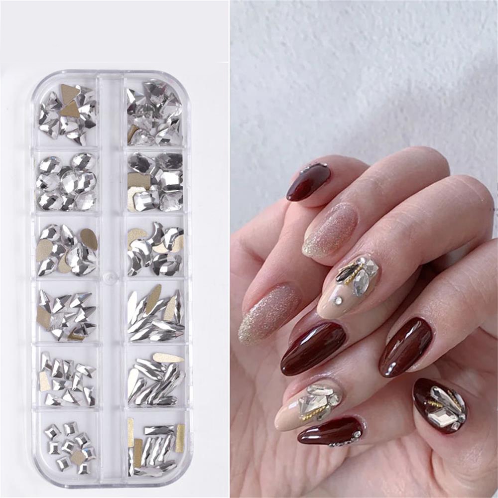[Hàng mới về] Hộp phụ kiện trang trí móng tay 12 ngăn thời trang sành điệu cho nữ