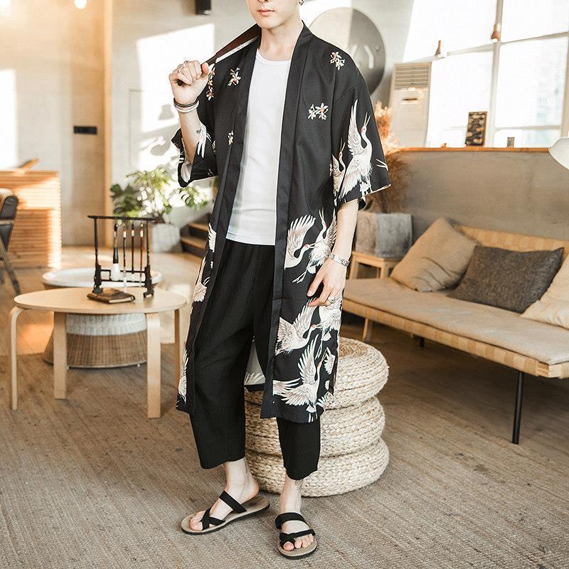 Áo Choàng Kimono Cách Tân Dáng Dài Phong Cách Trung Hoa Cổ Điển Thời Trang Mùa Hè Cho Nam