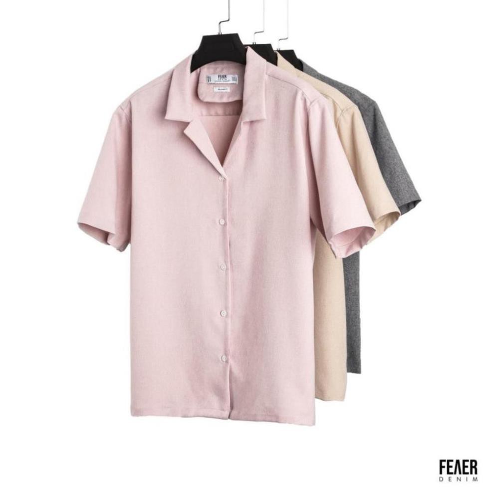 Áo Sơ Mi Bismas tay ngắn nam FEAER form suông, Chất Linen muối tiêu
