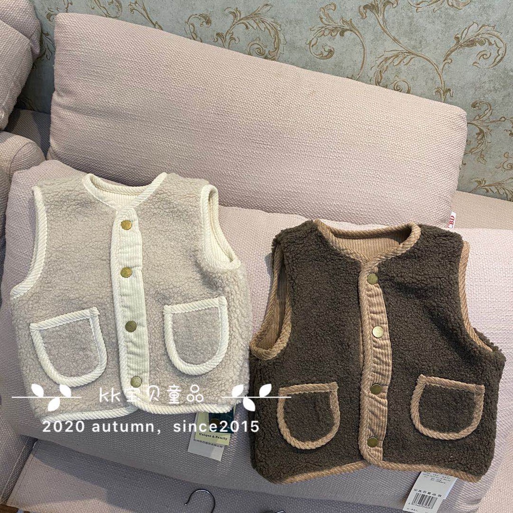Áo Khoác Ghi Lê Hai Mặt Phối Lông Giữ Ấm Dễ Thương Phong Cách Hàn Quốc Dành Cho Bé 20 Tuổi