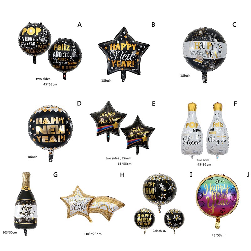 Bong bóng in chữ Happy New Year 2021