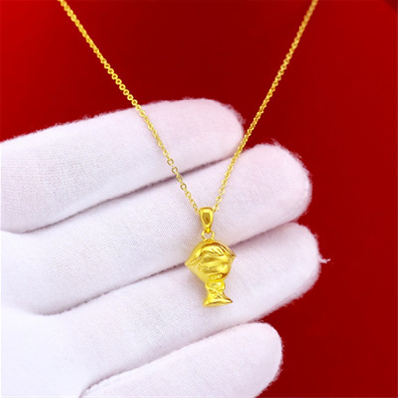 Dây Chuyền Xi Mạ Vàng 375%Phong Cách Hàn Quốc Cartoon girl necklace