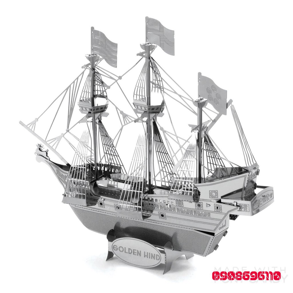 mô hình 3d kim loại lắp ráp thuyền buồm Golden Hind, đồ chơi xếp hình