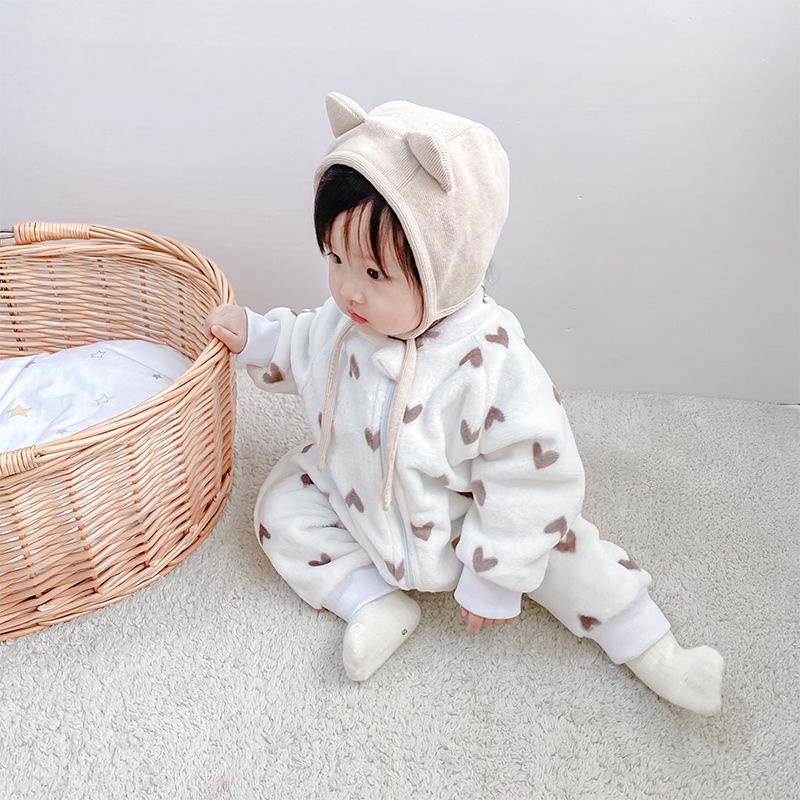 0-3 Year Newborn Baby Pajamas One-piece Spring and Autumn Coral Fleece Children Romper