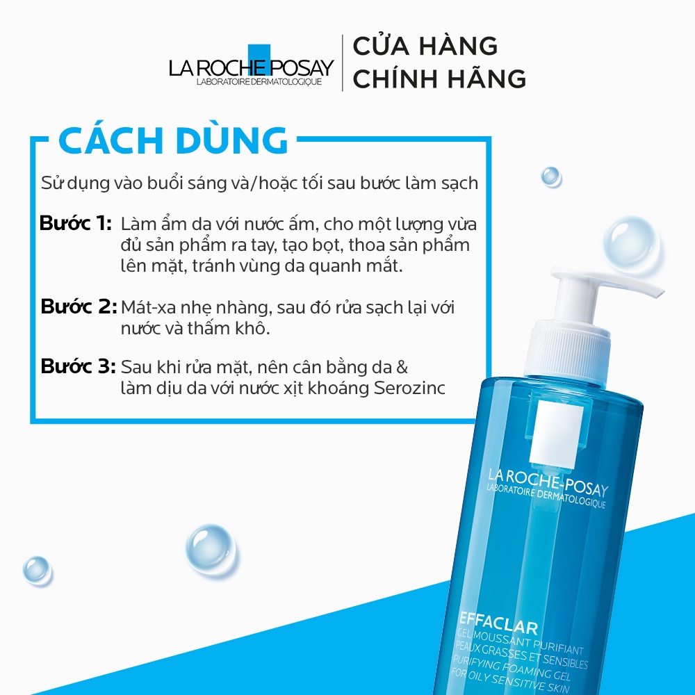 Gel rửa mặt tạo bọt cho da dầu nhạy cảm La RochePosay 400ml